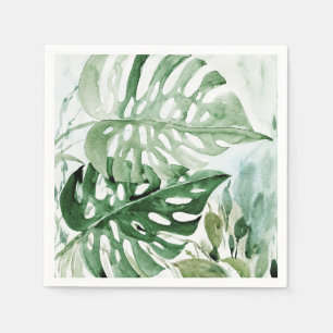Guardanapo De Papel Aquarela Monstera Botânica Tropical Verde