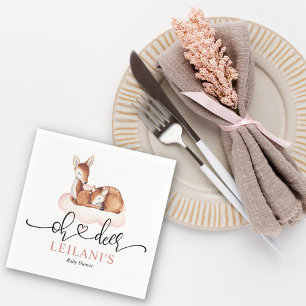 Guardanapo De Papel Aquarela Oh Deer Chá de fraldas Nuvem Rosa