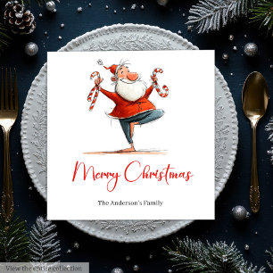 Guardanapo De Papel Aquarela Papai Noel Engraçado Personalizado Natal