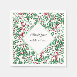 Guardanapo De Papel Aquarela Pintada à Mão de Visco Rústico de Natal
