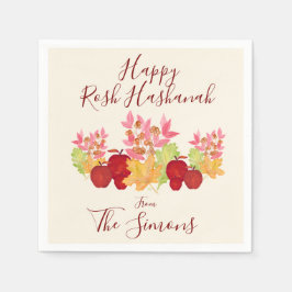 Guardanapo De Papel Aquarela Pintada Deixa Maçãs Rosh Hashanah