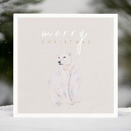 Guardanapo De Papel Aquarela Polar Bear Moderno Feliz Natal