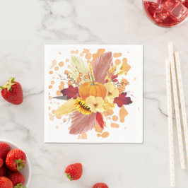 Guardanapo De Papel Aquarela Pumpkin e Ação de Graças Floral