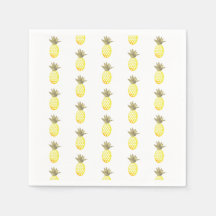 Aquarela Repetição de Abacaxi em Folha de Ouro Tro