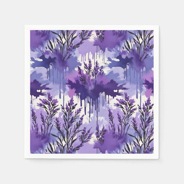 Guardanapo De Papel Aquarela Roxa com Flores (Frente)
