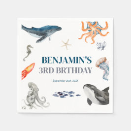 Guardanapo De Papel Aquarela sob a Festa de aniversário do mar