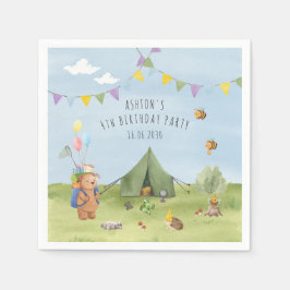 Guardanapo De Papel Aquarela Urso de Teddy, Aventura aniversário