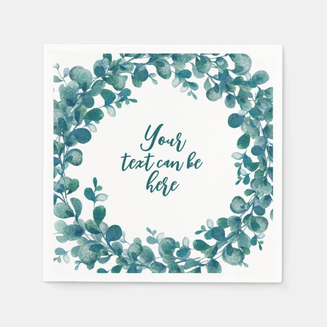 Guardanapo De Papel Aquarelas eucalipto verde (Frente)