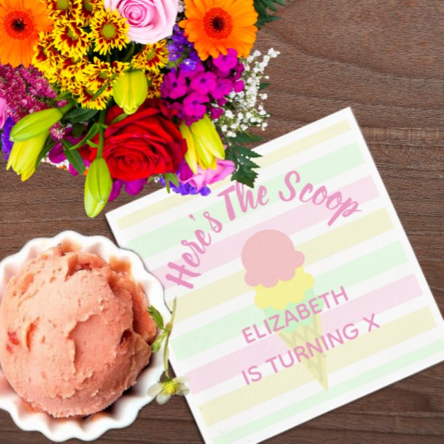 Guardanapo De Papel Aqui está o aniversário do Sorvete de colher (Criador carregado)