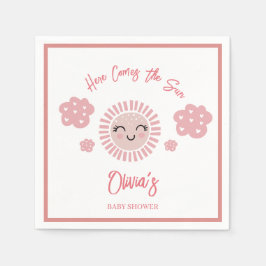 Guardanapo De Papel Aqui Vem O Chá de fraldas Da Rapariga Sol