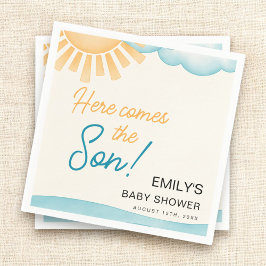 Guardanapo De Papel Aqui vem o Chá de fraldas do Filho Menino