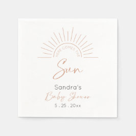 Guardanapo De Papel Aqui Vem O Chá de fraldas Moderno Sun Boho