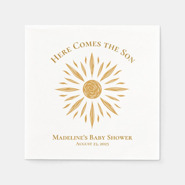 Guardanapo De Papel Aqui Vem O Filho Chá de fraldas Costeiro Napkin (Frente)