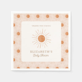 Guardanapo De Papel Aqui vem o sol Burnt Orange Sun Chá de fraldas