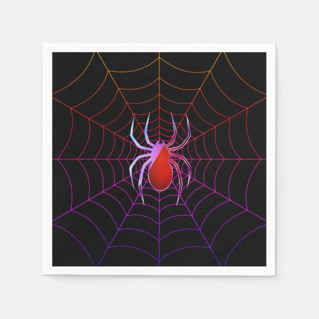 Guardanapo De Papel Aranha néon e teia de aranha (Frente)