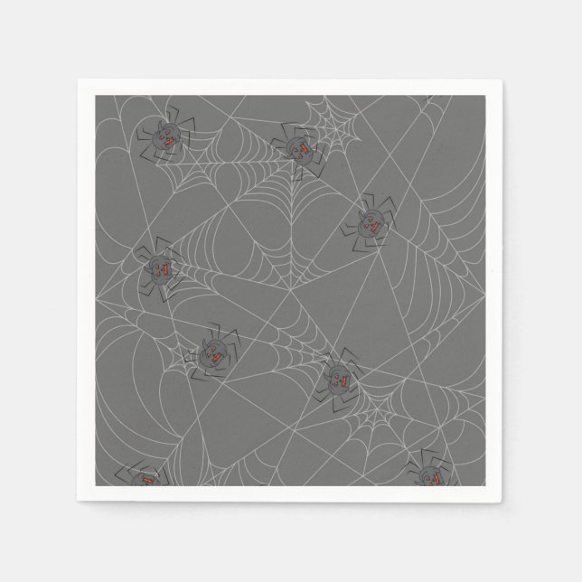 Guardanapo De Papel Aranhas do Dia das Bruxas e abóboras (Frente)