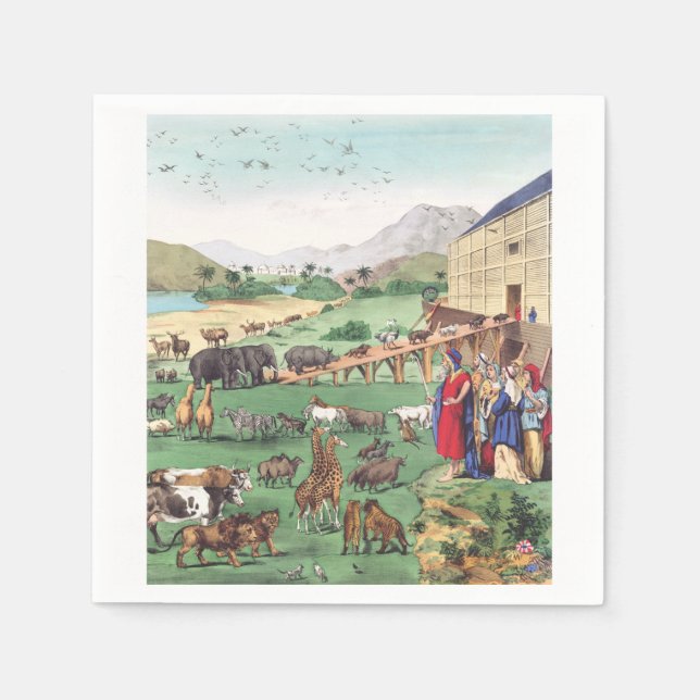 Guardanapo De Papel Arca de Noé com animais (Frente)