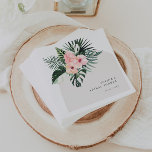 Guardanapo De Papel Arca Floral Tropical<br><div class="desc">Celebrar a noiva com este moderno e elegante guardanapo chá de panela com um buquê floral tropical rosa e verde num arco colorido de pedra clara.</div>