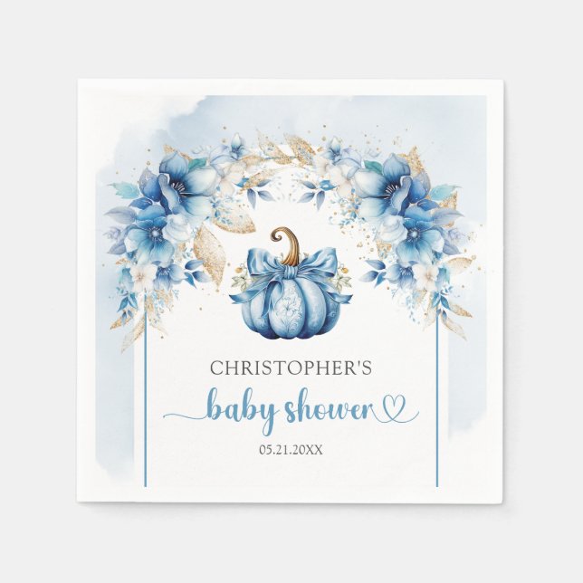 Guardanapo De Papel Arca russa azul empoeirado e abóbora dourada rapaz (Frente)