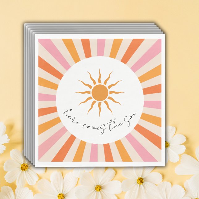 Guardanapo De Papel Arch Retro Vem O Chá de fraldas Filho (Criador carregado)