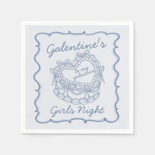 Guardanapo De Papel Arco Azul Bolo Retro Coração Coquette Galentines
