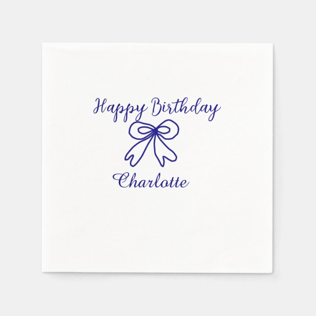 Guardanapo De Papel Arco Azul CUTIE ADICIONAR NOME BABY feliz aniversá (Frente)