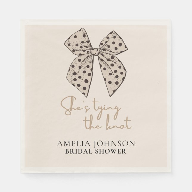 Guardanapo De Papel Arco bege Ela é Chá de panela Casando (Frente)