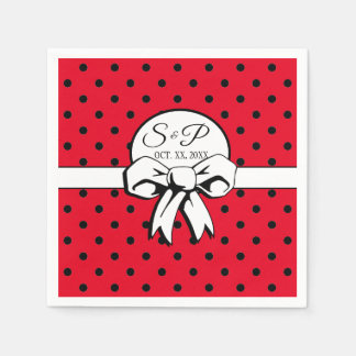 Guardanapo De Papel Arco branco vermelho e Bolinhas preto personalizad