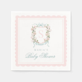 Guardanapo De Papel Arco com Babado Rosa Crest Monograma