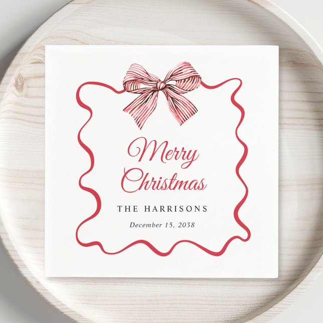 Guardanapo De Papel Arco Coquete de Natal Feliz (Merry Christmas Coquette Bow Napkins
)