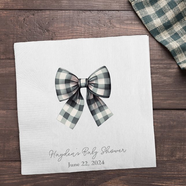 Guardanapo De Papel Arco Coquette Gingham Personalizado Napkin (Criador carregado)