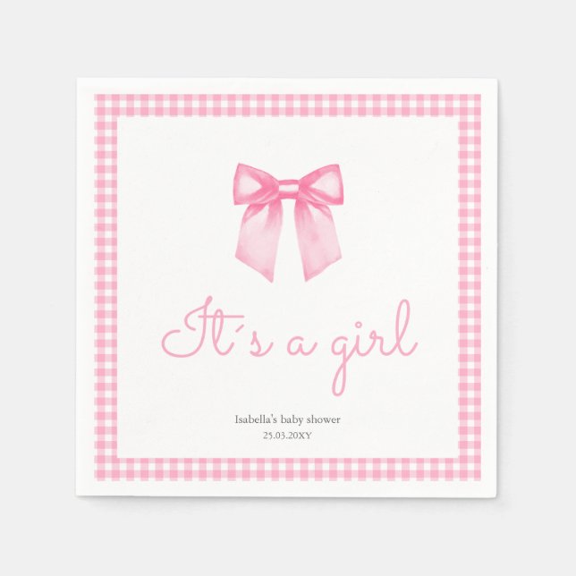 Guardanapo De Papel Arco de Aquarela Rosa Personalizado para Menina (Frente)