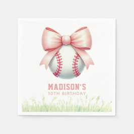 Guardanapo De Papel Arco de beisebol rosa personalizado para aniversár