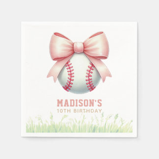 Guardanapo De Papel Arco de beisebol rosa personalizado para aniversár