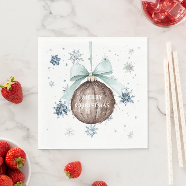 Guardanapo De Papel Arco de Coco de Natal com Flocos de Neve Azuis Bra (Insitu)