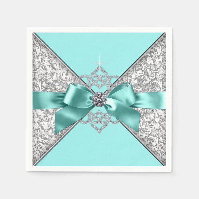 Guardanapo De Papel Arco de Diamante Azul Turquesa (Frente)