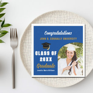 Guardanapo De Papel Arco de Foto de Graduado Azul Personalizado Festa 