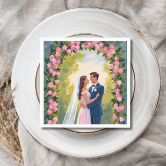 Guardanapo De Papel Arco de Jardim para Noivos | Pintura Floral para C