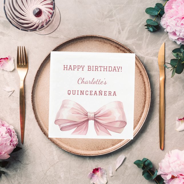 Guardanapo De Papel Arco de mesa rosa Quinceanera branco (Criador carregado)