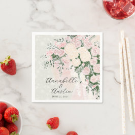 Guardanapo De Papel Arco de Rosa e Buquê de Cocktail de Wistéria de Ro