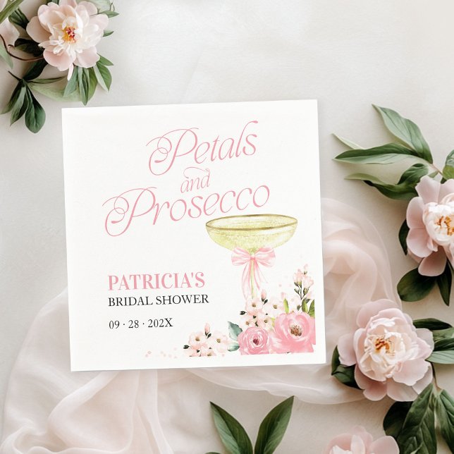 Guardanapo De Papel Arco de Rosa Pétalas Florais e Prosecco Chá de Beb (Criador carregado)