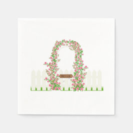 Guardanapo De Papel Arco Floral de Jardim de Campo & Cerca Branca Pers