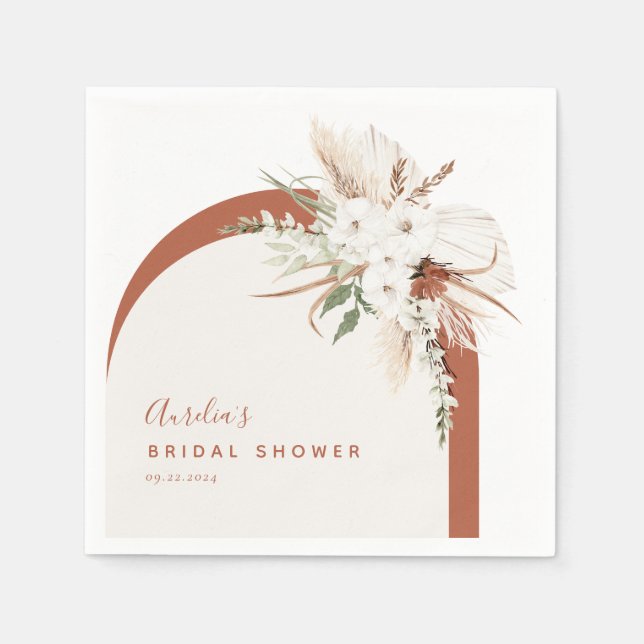 Guardanapo De Papel Arco Floral de Terracota Boho (Frente)