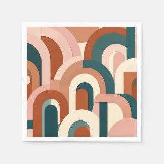 Guardanapo De Papel Arco Geométrico Moderno Terracota Rosa Teal