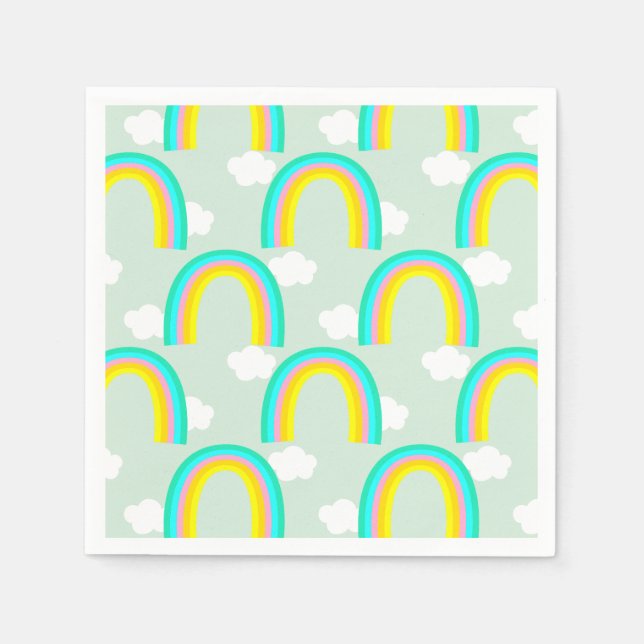 Guardanapo De Papel Arco-íris com Nuvem Azul (Frente)
