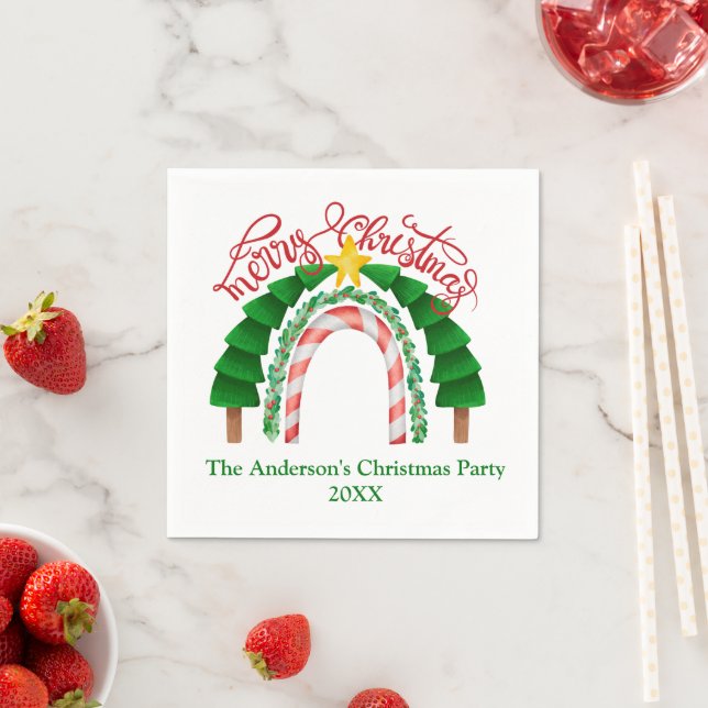 Guardanapo De Papel Arco-íris de Natal Vermelho Verde Festa de Natal (Insitu)