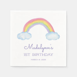 Guardanapo De Papel Arco-Íris e Nuvens Cuecas com Aniversário Roxo