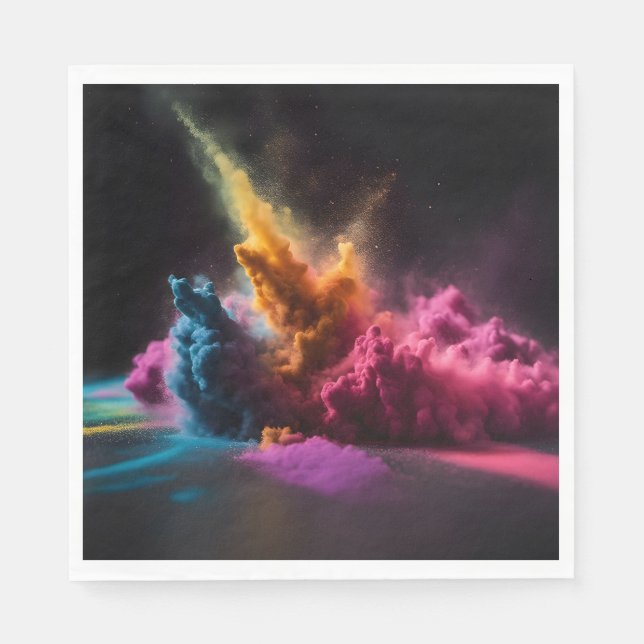 Guardanapo De Papel Arco-Íris Explosão em Pó Preto (Frente)