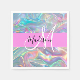 Guardanapo De Papel Arco-íris Glamour Holográfico Iridescente Monogram