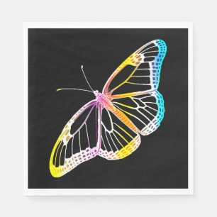 Guardanapo De Papel Arco-Íris Monarca Colorida Borboleta Desenho